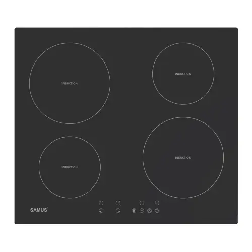 Plita incorporabila SAMUS PSI-64BMG10, Inductie, 4 zone de gatit, Sticla ceramica, Panou touch control, 9 trepte, 7000 W (Negru)