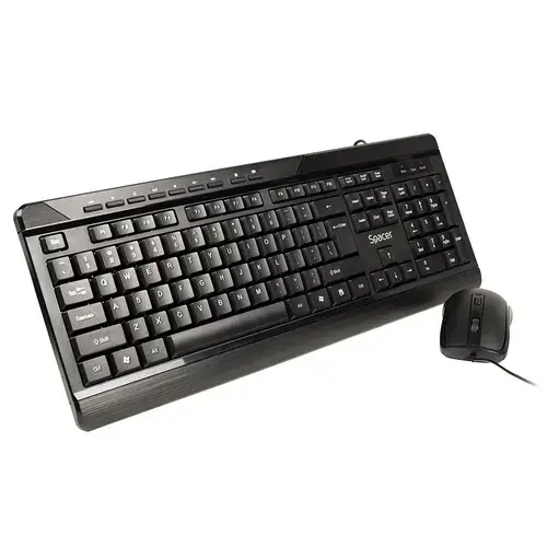 Kit tastatura Spacer SPOK-WD-02, Wired, USB + mouse (Negru)