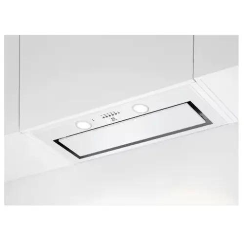 Hota incorporabila tip caseta Electrolux Seria 700 SENSE LFG719W, 700 mc/h, 77 cm, Conectivitate plita, Telecomanda ca si accesoriu, 1 motor, 3 viteze + intensiv, 1 filtru de aluminiu lavabil, Control electronic, Putere de absorbtie (Alb)