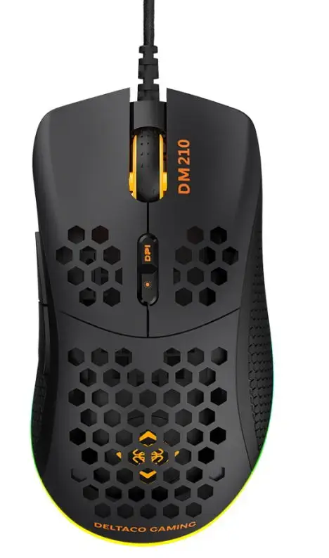Mouse Gaming Deltaco Gaming DM210, 6400 dpi, USB, Iluminare RGB (Negru)