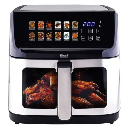 Friteuza cu aer cald iHunt BRO Air Fryer Ultra, 11 l, 12 programe, Termostat 80-200 C, Timer, Control digital Touch (Argintiu/Gri)
