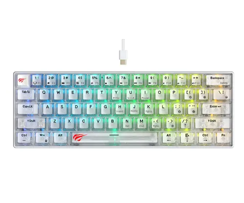 Tastatura Gaming Havit KB903L, iluminare RGB (Alb/Transparent)