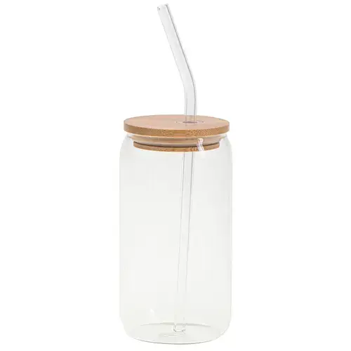 Pahar de sticla cu capac si pai Camry CR4426 (Transparent)