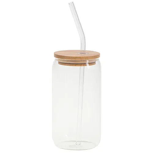 Pahar de sticla cu capac si pai Camry CR4426 (Transparent)