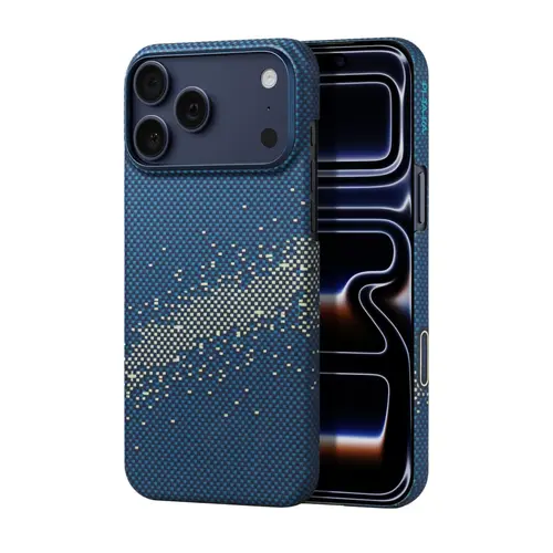 Husa Protectie Spate Pitaka StarPeak KI1701MPM pentru iPhone 17 Pro Max, MagEz 7, Ultra-Slim, Milky Way Galaxy (Albastru)