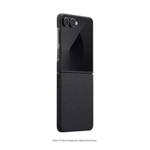 Husa Protectie Spate Pitaka FBFLIP7 pentru Samsung Galaxy Z Flip7, MagEZ 7, 600D, Ultra-Slim (Negru/Gri)