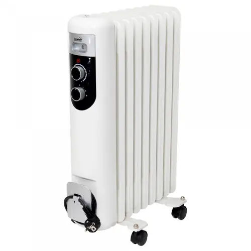 Calorifer electric Home FKOS9M, Putere 2000 W, 9 elementi, Termostat reglabil, Indicator luminos functionare, Suport pentru cablu (Alb)
