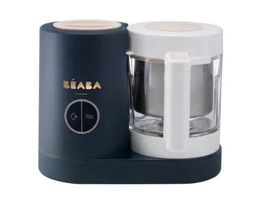 Robot Beaba Babycook Neo Night Blue compatibil cu aplicatia Beaba & Me (Alb/Albastru)