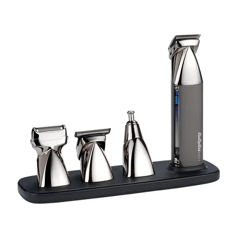 Aparat de tuns si ras BaByliss MT996E Super-X Metal 15 in1 Multi Trimmer, 15 Accesorii, 4 capete, Otel japonez, 5 ore (Argintiu)