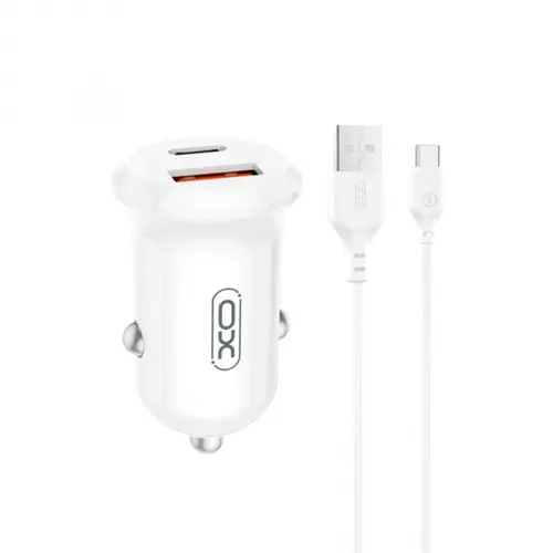 Incarcator Auto Cu Cablu USB-C XO Design CC69, 30W, 3A, 1 x USB-A - 1 x USB-C (Alb)