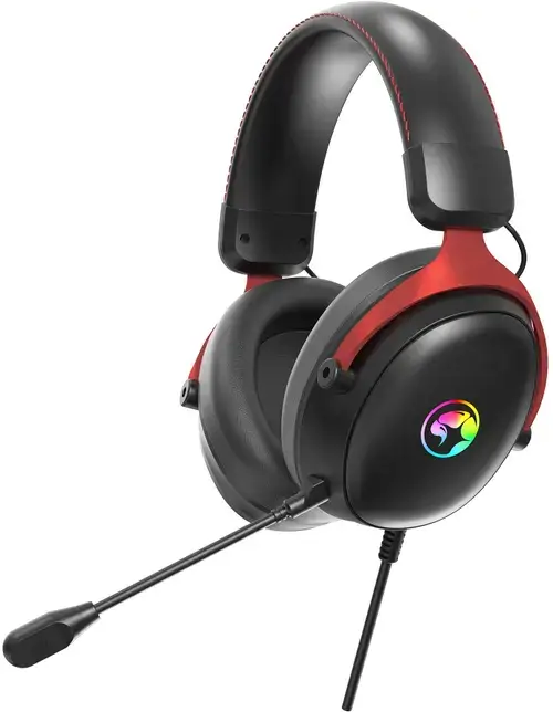 Casti Gaming Marvo HG9076 Tactic X, iluminare RGB, Wired (Negru/Rosu)