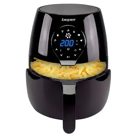 Friteuza cu aer cald BEPER BP101050, 1450 W, 5 l, 7 programe, Temporizator (Negru)