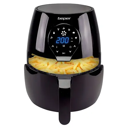 Friteuza cu aer cald BEPER BP101050, 1450 W, 5 l, 7 programe, Temporizator (Negru)