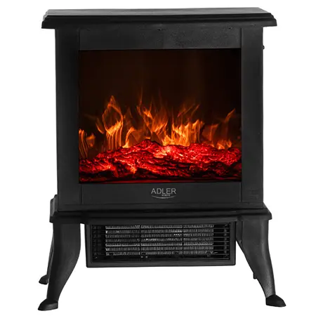Semineu electric Adler AD7754, 1800 W, Efect flacara 3D, Sticla securizata, 2 trepte putere (Negru)