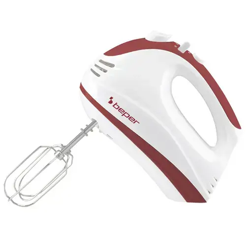 Mixer de mana BEPER BP102101, 300 W, 5 viteze + Turbo (Alb/Rosu)