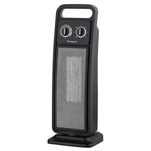 Aeroterma ceramica turn BEPER BP203002, 2000 W, Functie ventilator, Oscilatie, H 50 cm (Negru)