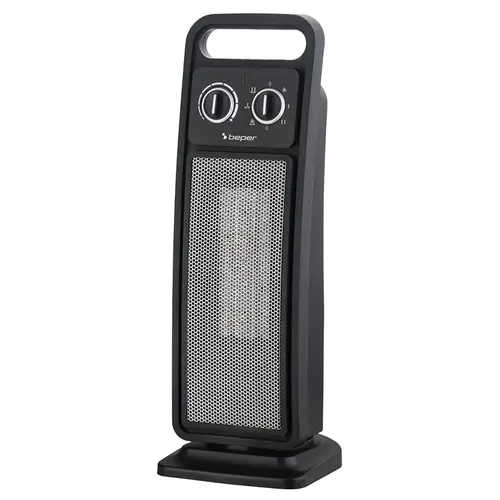 Aeroterma ceramica turn BEPER BP203002, 2000 W, Functie ventilator, Oscilatie, H 50 cm (Negru)