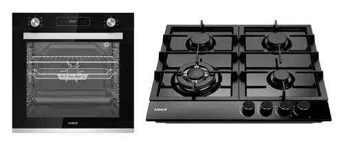 Pachet Samus ONL47 Cuptor incorporabil Samus SCE827GCF, 80 l, 2500 W, 7 Functii, Clasa energetica A, Timer digital, Grill electric, Ventilator, Curatare catalitica (Negru)
