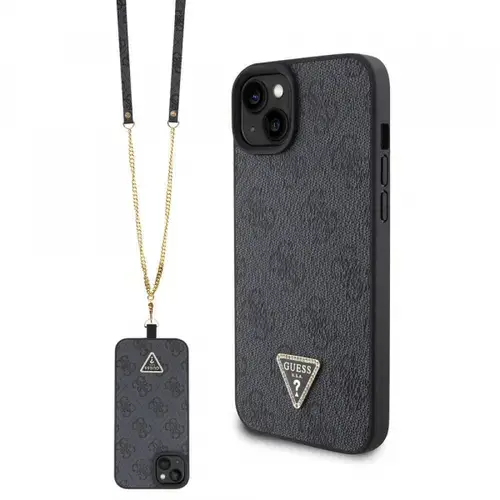 Husa pentru Apple iPhone 15 / 14, Guess, Crossbody 4G Metal Logo, Neagra