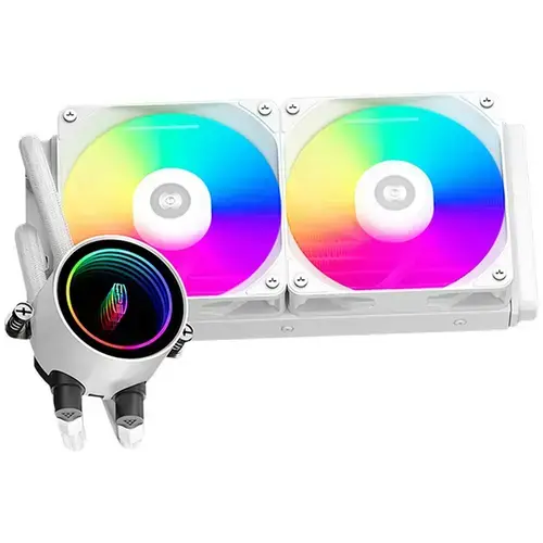 Cooler CPU PCCooler DA240 ARGB, 2 x 120mm, 500 - 1800 RPM, iluminare RGB (Alb)