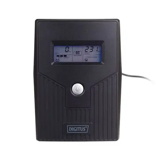 UPS Digitus, Line/ Ineractive LCD 600VA/360W 1x12V/7Ah AVR 2xSchuko USB RJ11, Negru