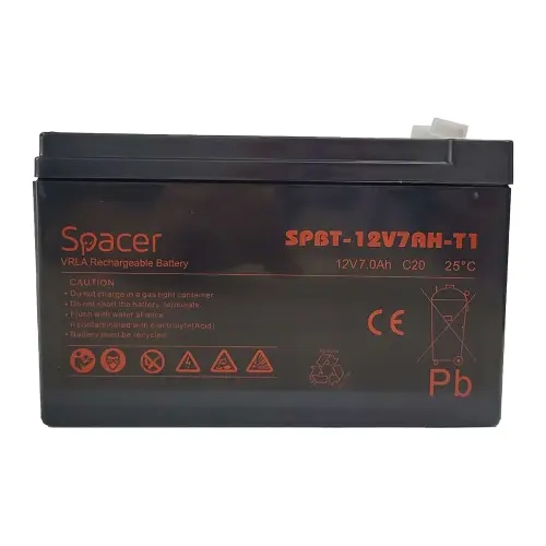 Acumulator UPS SPACER 12V/7Ah, dimensiuni: 151x66x96mm, inaltime+terminal: 102mm, terminal F1(T1), pentru sisteme de securitate