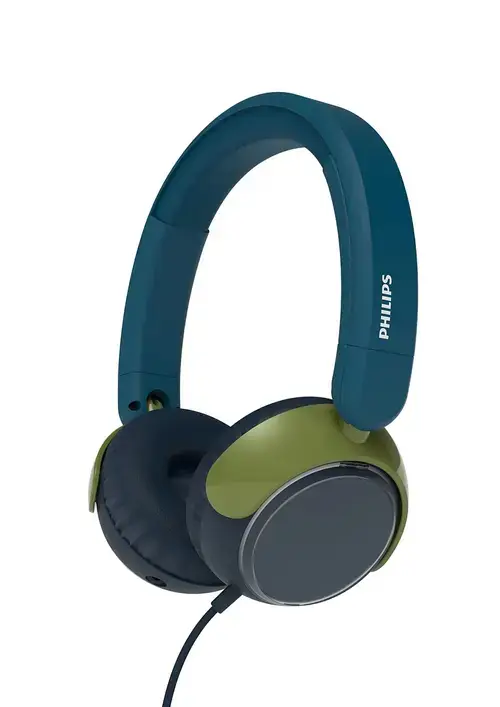 Casti Stereo cu fir pentru copii Philips Seria 2000 TAK2000CT/00, Jack 3.5mm, Cablu 1.2m, Microfon (Verde)