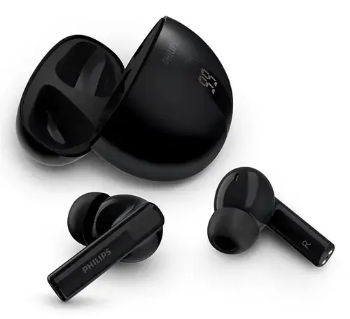 Casti True Wireless In-Ear Philips TAT2520BK/00, Bluetooth, Noise Cancelling, Microfon, IPX4 (Negru)