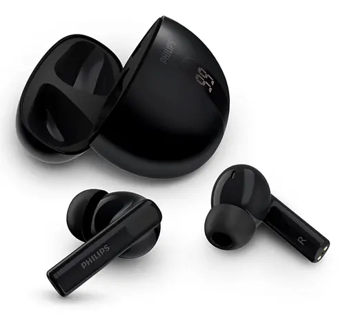 Casti True Wireless In-Ear Philips TAT2520BK/00, Bluetooth, Noise Cancelling, Microfon, IPX4 (Negru)