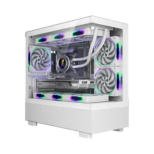 Carcasa 1STPLAYER MI5, Mid Tower, ARGB, Tempered Glass, Sloturi Expansiune 4 (Alb)