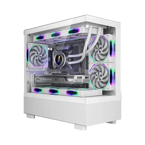 Carcasa 1STPLAYER MI5, Mid Tower, ARGB, Tempered Glass, Sloturi Expansiune 4 (Alb)