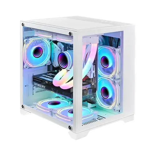 Carcasa 1STPLAYER MV5, Cube Tower, ARGB, Tempered Glass, Sloturi Expansiune 6 (Alb)