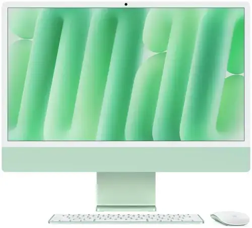 All In One PC Apple iMac 24inch (2024), Procesor Apple M4, 10 nuclee CPU si 10 nuclee GPU, 24inch, Retina 4.5K, 16GB, 256GB SSD, macOS, Layout RO (Verde)