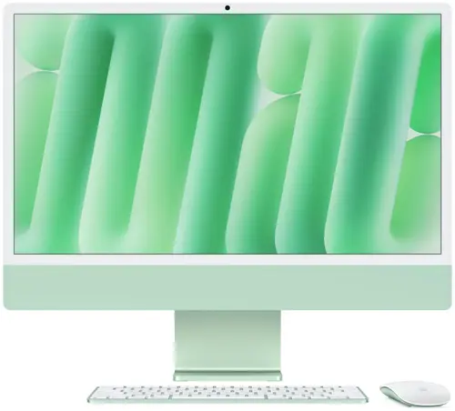 All In One PC Apple iMac 24inch (2024), Procesor Apple M4, 10 nuclee CPU si 10 nuclee GPU, 24inch, Retina 4.5K, 16GB, 256GB SSD, macOS, Layout RO (Verde)
