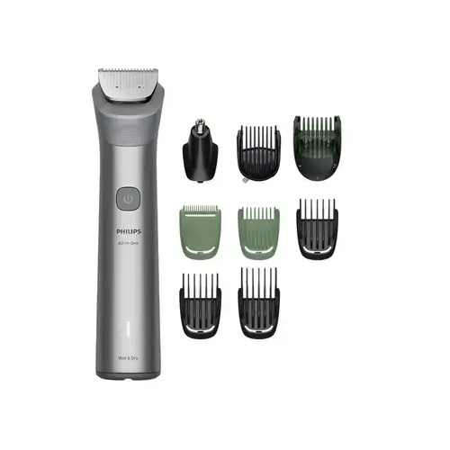 Aparat de tuns multifunctional 10 in 1 Philips Series 5000 MG5931/15, Acumulator, Autonomie 120 minute (Gri)