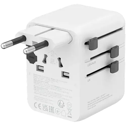 Incarcator retea de calatorie CANYON OnTour 70 CNS-TA70W1006W, 70 W, EU/UK/US/AUS, 2x USB-A, 2x USB Type-C (Alb)