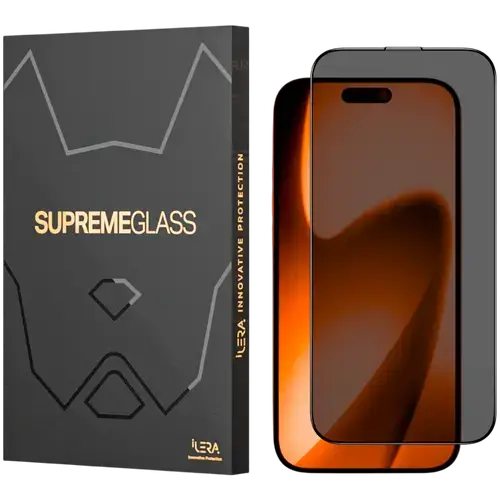 Folie Protectie Sticla Privacy iLera DeLuxe Incognito Glass pentru iPhone 17 Pro Max (Transparent/Negru)