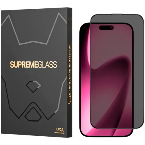 Folie Protectie Privacy iLera DeLuxe Incognito Glass pentru iPhone 17 Pro (Transparent/Negru)