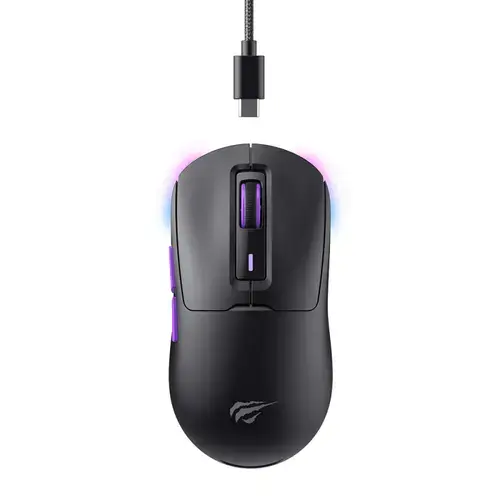Mouse Gaming HAVIT MS969WB, iluminare RGB, Wired, Wireless 2.4 Ghz, Bluetooth (Negru)