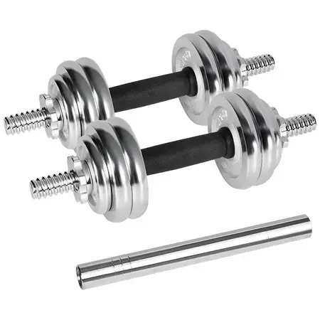 Set gantere reglabile Rebel Active RBA-2326-15, 15 kg (Argintiu)
