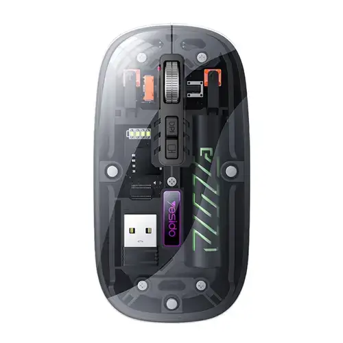 Mouse Yesido KB29, Wireless 2.4 Ghz, Bluetooth, 1600DPI (Transparent/Negru)