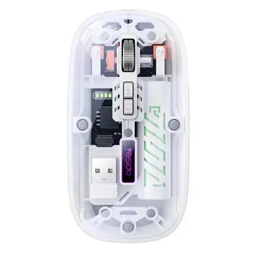 Mouse Yesido KB29, Wireless 2.4 Ghz, Bluetooth, 1600DPI (Transparent/Alb)
