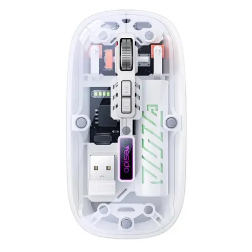 Mouse Yesido KB29, Wireless 2.4 Ghz, Bluetooth, 1600DPI (Transparent/Alb)