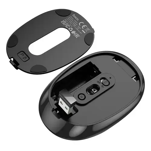 Mouse HOCO GM34, Wireless 2.4 Ghz, 1600DPI (Negru/Gri)