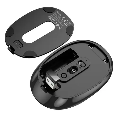 Mouse HOCO GM34, Wireless 2.4 Ghz, 1600DPI (Negru/Gri)