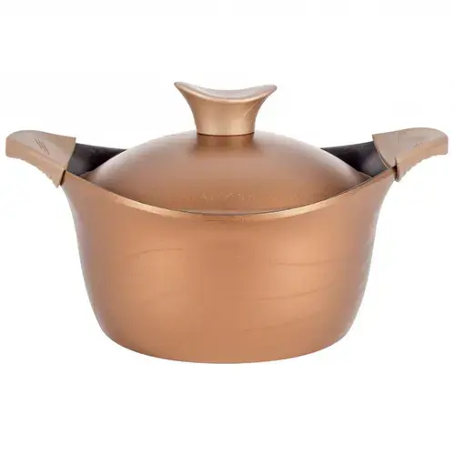 Oala cu capac Neoklein CS30, diametru 30 cm, capacitate 6.8 L, aluminiu turnat, invelis anti-aderent (Auriu)