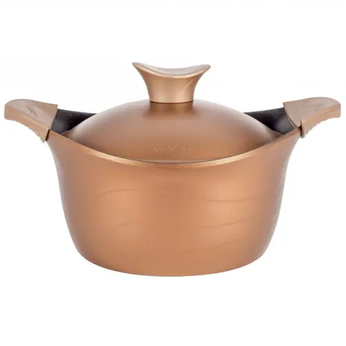 Oala cu capac Neoklein CS30, diametru 30 cm, capacitate 6.8 L, aluminiu turnat, invelis anti-aderent (Auriu)