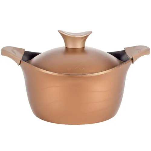 Oala cu capac Neoklein CS32, diametru 32 cm, capacitate 7.6 L, aluminiu turnat, invelis anti-aderent (Auriu)