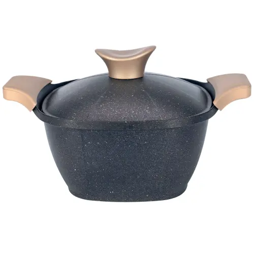 Oala Neoklein SCS20-Black, cu capac, 20 cm, 2.7 L, aluminiu turnat, invelis anti-aderent (Negru)