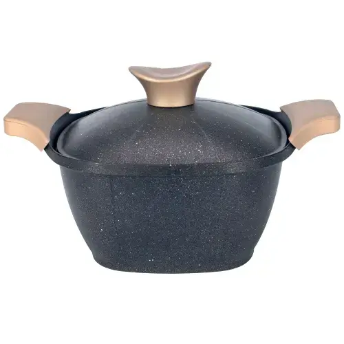 Oala Neoklein SCS22-Black, cu capac, 22 cm, 3.7 L, aluminiu turnat, invelis anti-aderent (Negru)